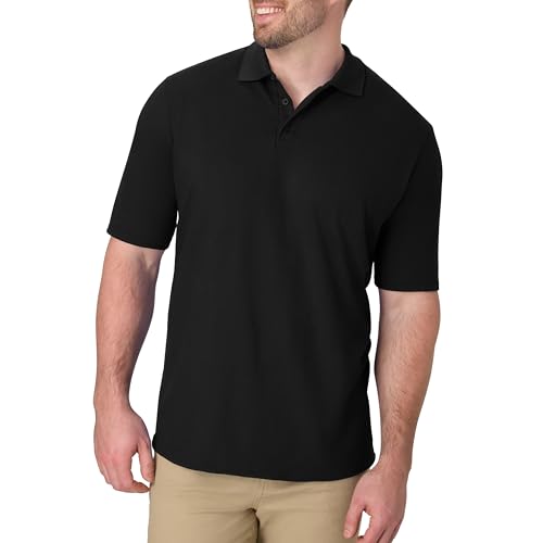 Hanes Men's Short Sleeve X-Temp W/ FreshIQ Polo, Black, XX-Large