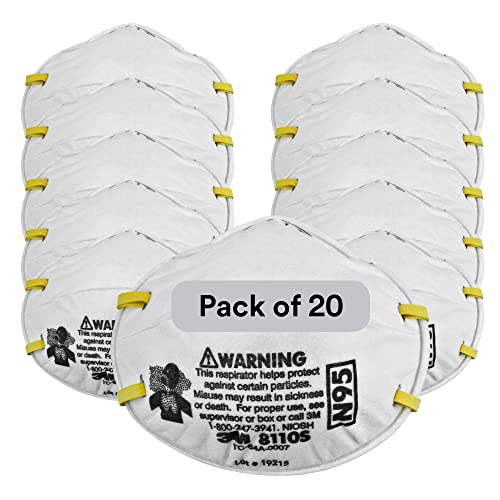 3M Particulate Respirator, 8110S, N95, Unsealed, Smaller Size, NIOSH APPROVED, Adjustable Noseclip, Two Strap Design, Ad