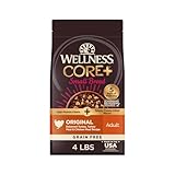 Wellness CORE+ Small Breed Adult Dry Dog Food with Freeze Dried Pieces, Grain Free Kibble+, Natural, High Protein, Turkey and Chicken Recipe, 4 lb Bag
