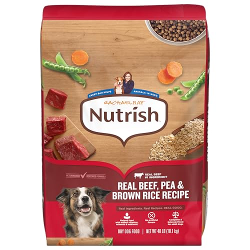 Nutrish Dry Dog Food, Real Beef, Pea & Brown Rice Recipe Whole Health Blend for Adult Dogs, 40 lb. Bag, Packaging May Vary (Rachael Ray)
