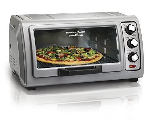 Hamilton Beach 6 Slice Countertop Toaster Oven With Easy Reach Roll-Top Door, Bake, Broil &amp; Toast Functions, Auto Sh