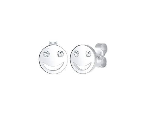 (-68%) Elli Ohrringe Damen Ohrstecker Smile Face mit Kristall in 925 Sterling Silber
