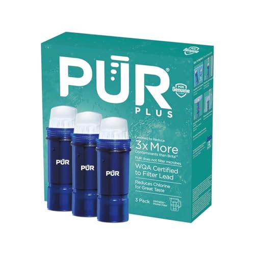 PUR Plus Water Filter Replacement for Pitcher Dispenser 3-Count Blue