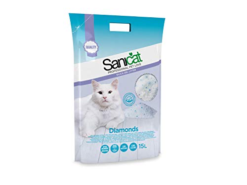 Saco de Sanicat Diamonds, gel de sílice transparente sin perfume, 15 litros