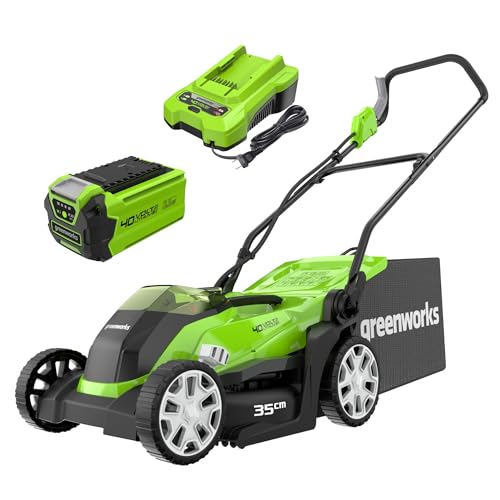 ⚡ BLITZDEAL (-41%) Greenworks 40V Kabelloser Akku Rasenmäher für Flächen bis zu 200 m², 35 cm Schnittbreite, 40-Liter-Sack PLUS 40 V 2Ah-Akku & Ladegerät, 3 Jahre Garantie-G40LM35K2