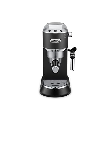 (-20%) De'Longhi Dedica Style - Perfetto Kompakte Siebträgermaschine Espressomaschine mit Tasten, manuellem Milchaufschäumer für Espresso und Cappuccino, ESE Pad geeignet, 15cm breit, Schwarz (EC685.BK)