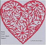 Daisy Heart Cross Stitch Pattern English Edition
