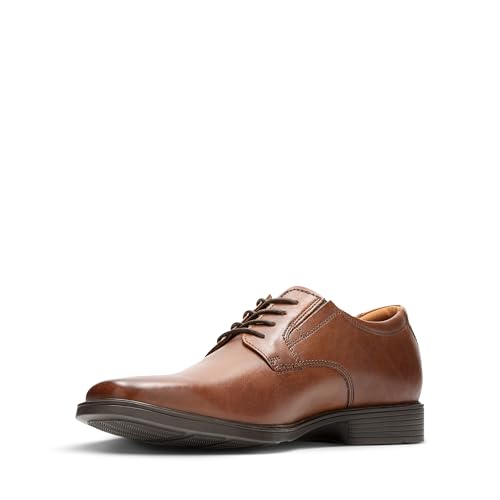 (-26%) Clarks Tilden Plain Mens Dark Tan Lea, 10.5