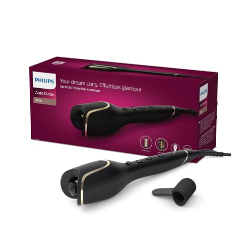 (-43%) Philips automatischer Lockenstab 8000 Series, Lockenwickler/Curler, 27 verschiedene Stylingoptionen, Schwarz, Modell BHB876/00