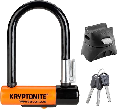 Kryptonite Evolution Mini-5 Bügelschloss mit Flexframe-Halterung, aus gehärtetem Stahl mit Vinylbeschichtung, Sicherheitslevel 7/10, für Fahrräder & E