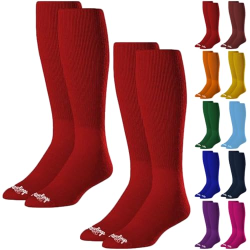 Rawlings Baseball/Softball Socks | 2 Pair | Scarlet Red | Medium