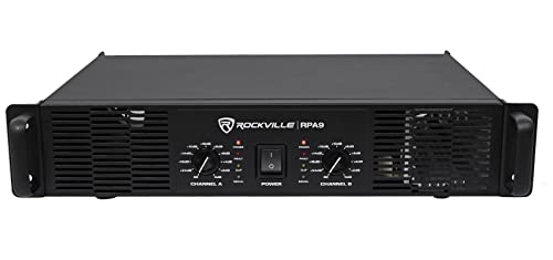 Rockville RPA9 3000W Peak/800W RMS 2 Channel Power Amplifier, High Output, Durable Build, Versatile Inputs, for DJs and Pro Audio