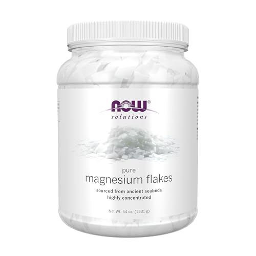 NOW Foods Solutions, Magnesium Flakes, 100% Pure, from the Ancient Zechstein Seabed, Highly Concentrated, 54-Ounce