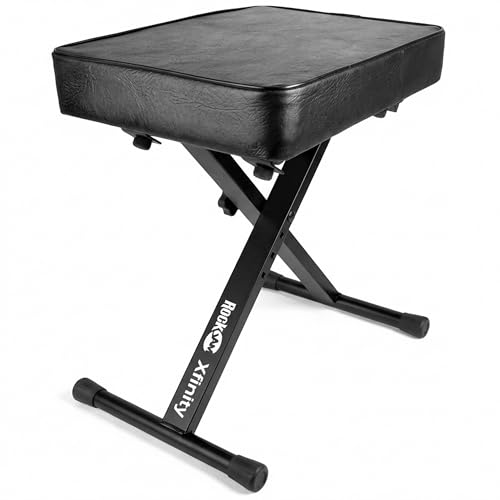 RockJam Premium Adjustable Padded Keyboard Bench or Piano Stool with Lessons.