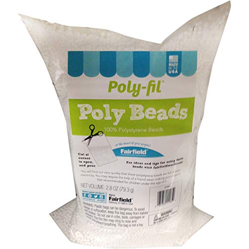 Fairfield Poly-Fil Poly Beads, Premium Polystyrene Stuffing Beads, Stuffing for Stuffed Animals, Toys, and Dolls, Ideal for Floam and Slime, Bean Bag Filler, 2.8-ounce Bag
