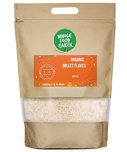 Wholefood Earth Organic Millet Flakes – 500g | Vegan | GMO Free | High Fibre | Certified Organic