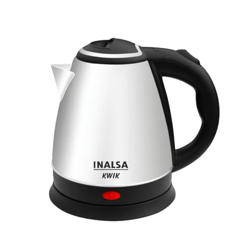 Inalsa Electric Kettle 1.5 Liter with Stainless Steel Body - Kwik|Auto Shut Off & Boil Dry Protection Safety Features| Cordless Base & Cord Winder|Hot