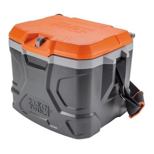 Klein Tools 55600 Work Cooler, 17-Quart Lunch Box Holds 18 Cans, Keeps Cool 30 Hours, Seats 300 Lb, Tradesman Pro Tough 
