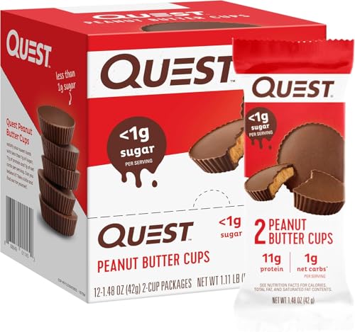Quest Nutrition Peanut Butter Cups, 11g Protein, 1g Sugar, Low Carb, Gluten Free, Keto Friendly, 12 Count