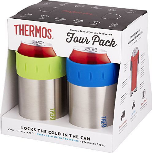 Thermos Stainless Vacuum Insulated Can Insulator A four-pack of stainless steel can insulators of