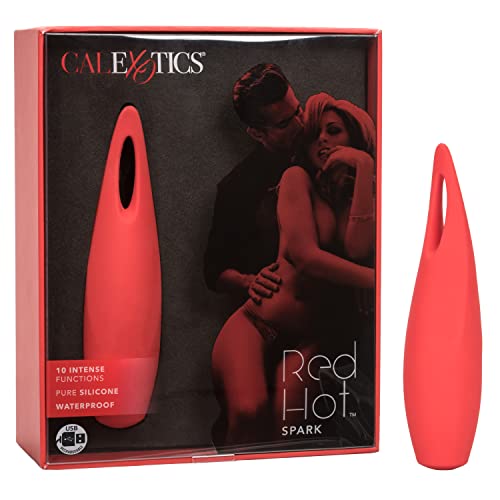 CalExotics Red Hot Spark - 10-Function Waterproof Vibrator – Rechargeable Silicone Compact Vibe – Adult Sex Massager for Couples - Red