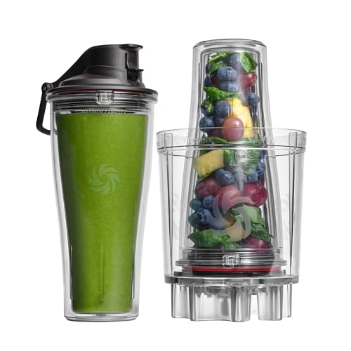 Vitamix Personal Cup Adapter, BPA-Free, Dishwasher Safe, Two 20oz Cups, Two Lids and One Adapter, Clear