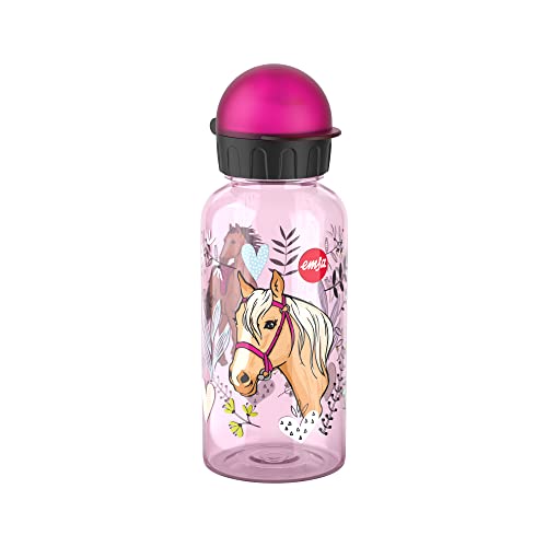 🔥 STARKER PREIS (-45%) Emsa 518126 Kids Tritan Trinkflasche, Fassungsvermögen: 0,4 Liter, 100% sicher/praktisch/hygienisch/dicht, cleverer Trinkverschluss, robust, Design: Horse, Pferd