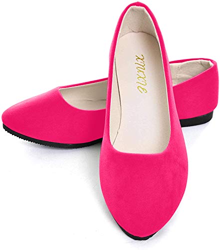 Dear Time Women Casual Flat Shoes Comfortable Slip on Pointed Toe Ballet Flats Rose US 9.5