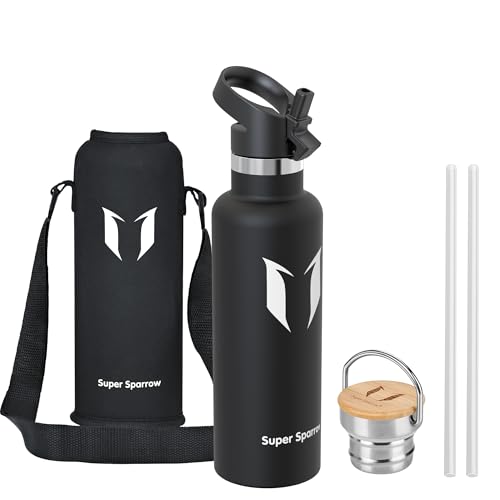 Super Sparrow Gourde Isotherme - Bouteille Isotherme - 750ml - Gourde Inox Bouche Standard - Gourde Sport Étanche - Gourde Enfant sans BPA, pour Sport, Gym, Voyage