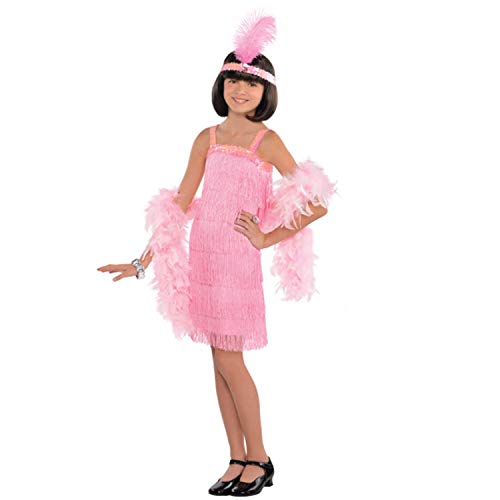 amscan 9902079 - Girls Pink Fringed Flapper Dress & Headband Costume (Age 6-8 years)