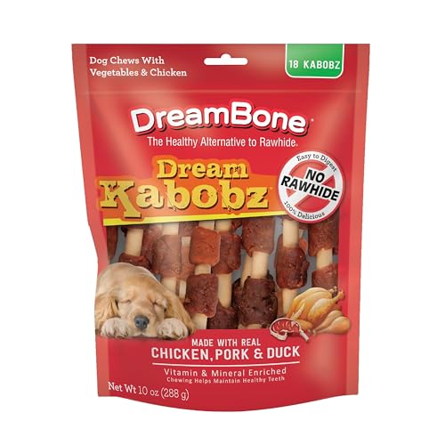 DreamBone Dream Kabobz, Rawhide Free Dog Chew Sticks Made Made with Real Chicken and Vegetables, 18 Count