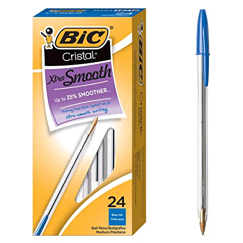 Bic Cristal Xtra Smooth Blue Ballpoint Pens Medium Point 10 Mm School