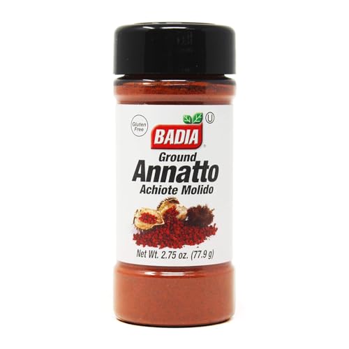 Badia Ground Annatto 2.75 oz – Achiote Powder with Mildly Earthy and Peppery Flavor – Natural Seasoning and Coloring for Latin Recipes