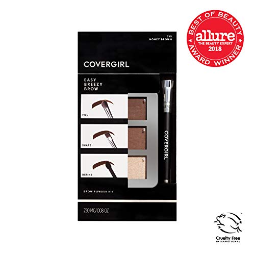 COVERGIRL - Easy Breezy Brow Powder Kit, three shades brow definer, professional double-ended angled brush, effortless, 100% Cruelty-Free