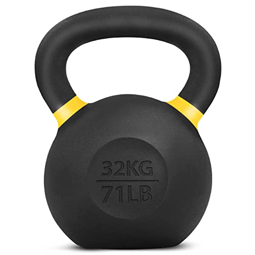 Yes4All Powder Coated Cast Iron Kettlebell Single Yellow - 32 KG