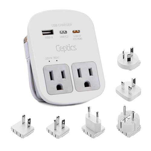 Ceptics 35W Universal Travel Adapter Kit International Plug Set
