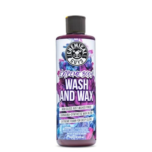 Chemical Guys Extreme Bodywash & Wax Foaming Car Soap – High Foaming Grape Scent Formula for Foam Cannons, Guns or Buckets – Safe Shine and Protection for Cars, Trucks, Motorcycles and RVs, 16 oz
