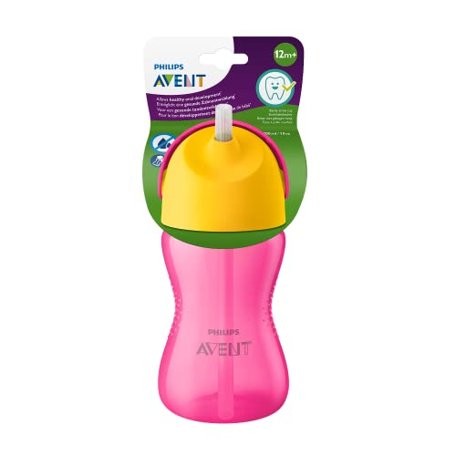 Copo com Canudo Philips Avent 798/02 300 ml Rosa/Amarelo 12m+