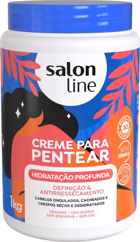 Salon Line, Creme de Pentear, Hidratação Profunda, Definição e Antirressecamento, Vegano - Cabelos Ondulados, Cacheados e Crespos, 1 Kg
