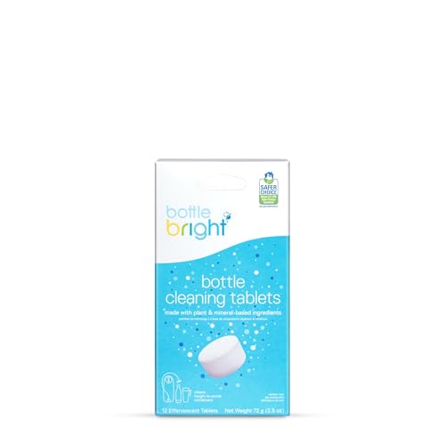 Bottle Bright Single Pack (12 Tablets)- Clean Stainless Steel, Thermos, Tumbler, Insulated and Reusable Water Bottles –Cleaning Tablets are Easy and Safe to Use