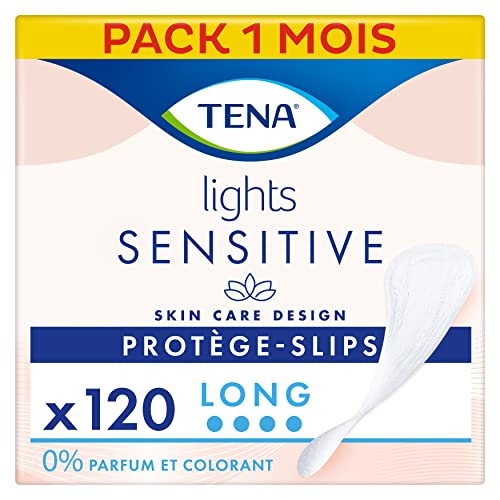 TENA Lights Long Liner, 120 Incontinence Liners for Women with Sensitive Skin, Breathable and Unscented Liner for Light Bladder Weakness and Incontinence,