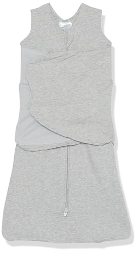 HALO 100% Cotton Sleepsack Swaddle, 3-Way Adjustable Wearable Blanket, TOG 1.5, Heather Grey, Small, 3-6 Months