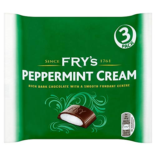 Fry’s Peppermint Cream Bars, Rich Dark Chocolate with Smooth Mint Fondant Centre, Gifting Treat, 3 × 49 g