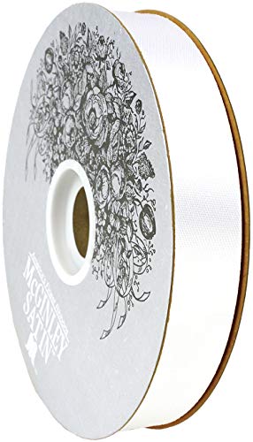 McGinley Mills 7/8" W Acetate Satin Ribbon, White, 100 Yard Spool