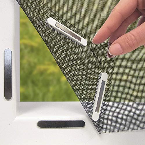 (-35%) EASYmaxx Fliegengitter für Fenster mit Magic Click | Moskitonetz individuell zuschneidbar für alle Fenster bis 150 x 130 cm | Einfache Montage mit 12 Magneten - kein Bohren oder Schrauben [Schwarz]