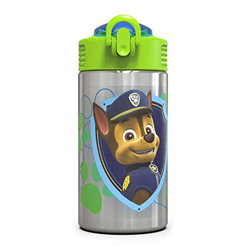 Zak Designs Paw Patrol 15.5oz Stainless Steel Kids Water Bottle with Flip-up Straw Spout - BPA Free Durable Design, Paw Patrol Boy SS, Model:PWPI-S734-B-AMZ