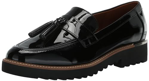 Franco Sarto Womens Carolynn Lug Sole Loafer with Tassel Detail, Black, 10 M
