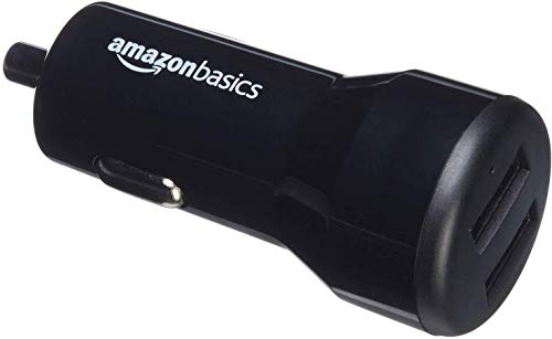 AmazonBasics 4.8 Amp/24W Dual USB Car Charger for Apple and Android Devices, Black