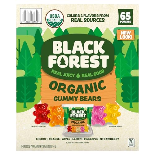 Black Forest Organic Gummy Bears Candy, 0.8 Ounce Pouches (65 Count)