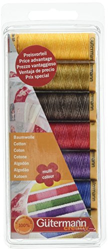 Gutermann Thread Set: Cotton 50 Multi-Colour: 7 x 100m: Assorted, 6.8 x 2 x 16.2 cm
